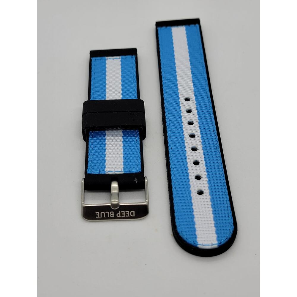 22MM NYLON/SILICON REVERSIBLE Deep Blue White Blue